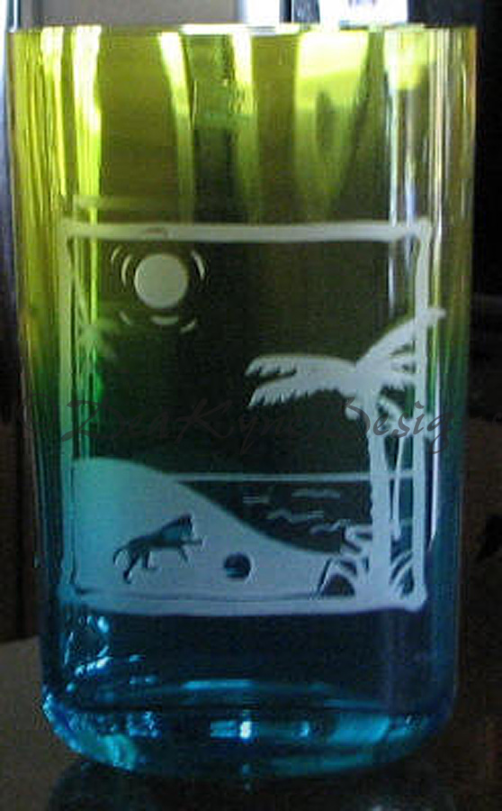 Etched Amstaff at the Beach Vase