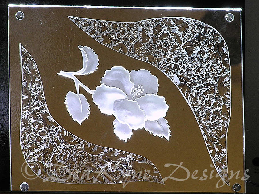 Carved and Glue Chip Glass Sample
